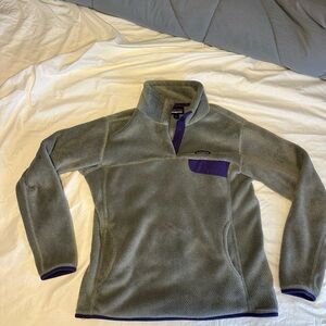 Gray and Purple Fleece Pullover Synchilla